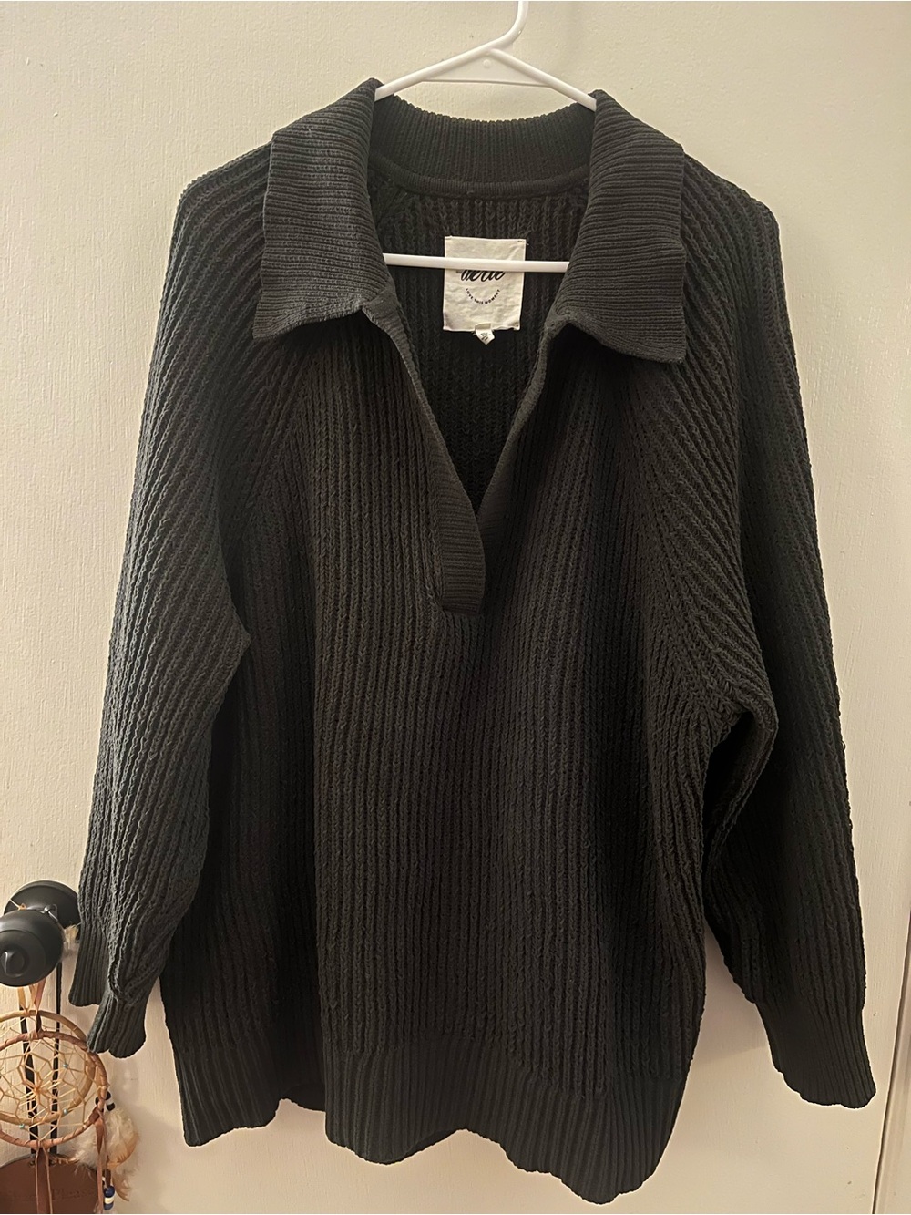 Arc'teryx Black Ribbed Collared Pullover Sweater